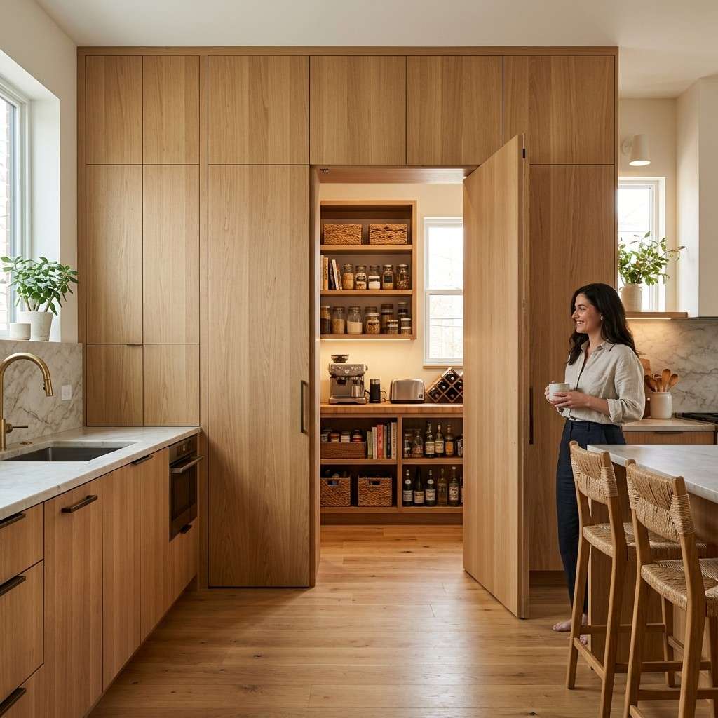 23 Kitchen Inspiration Ideas to Design Your Ultimate Culinary Masterpiece 11Oak cabinetry with hidden pivot 202605181237
