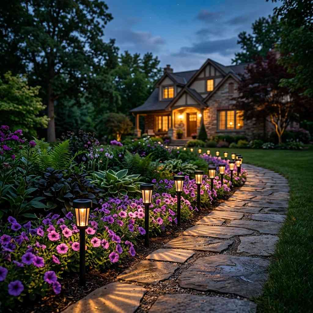 12Flower bed with solar lights 202605222230