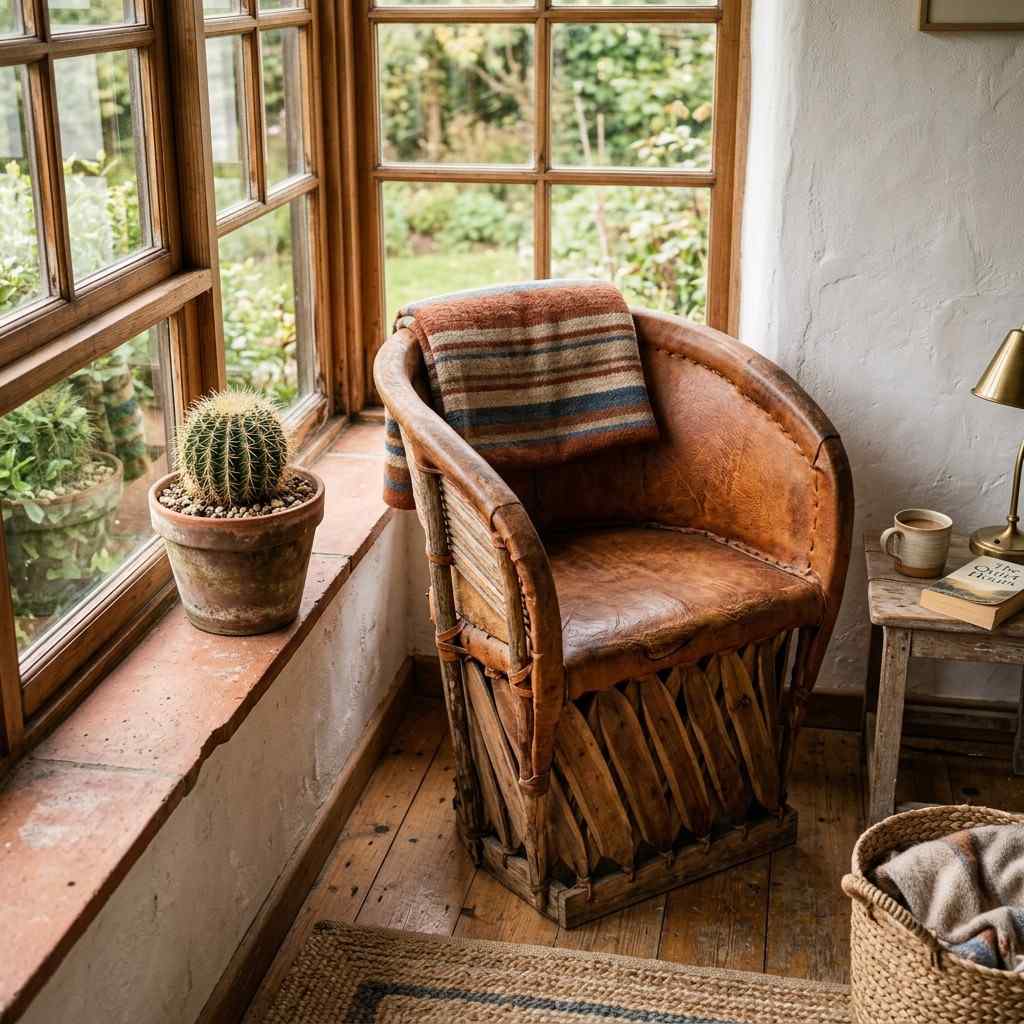 12Pigskin barrel chair sunroom 202605231159