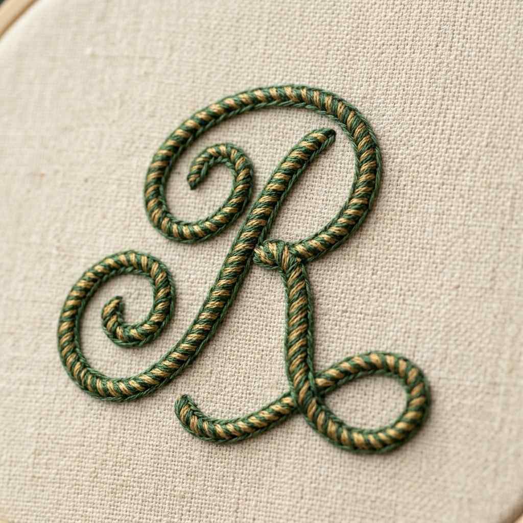 12Whipped stem stitch letter R 202605311850