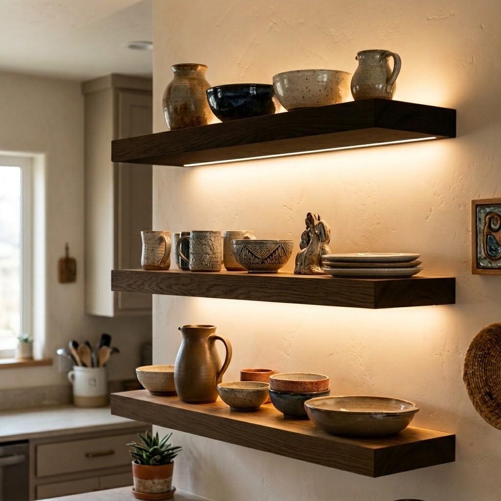 23 Kitchen Inspiration Ideas to Design Your Ultimate Culinary Masterpiece 14White oak shelves with LED 202605181238