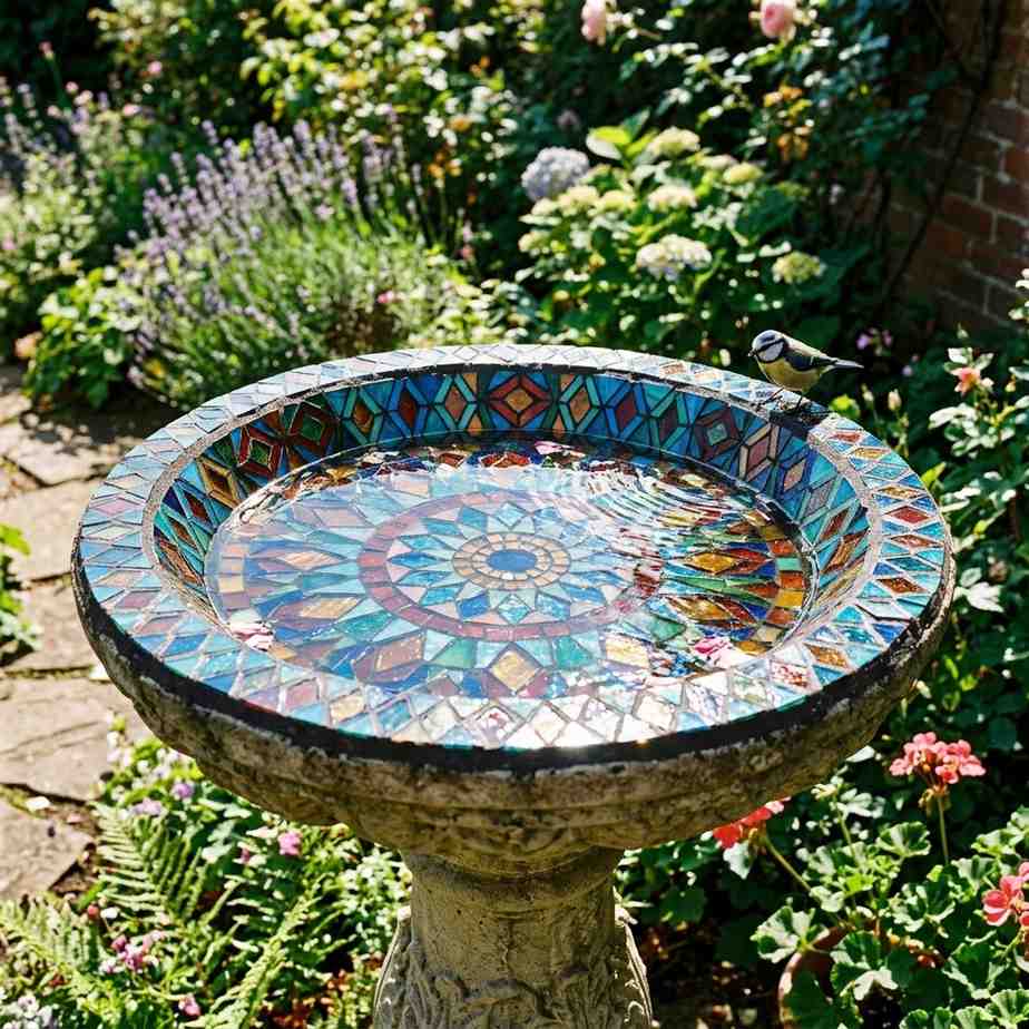 15Geometric mosaic bird bath basin 202605172319
