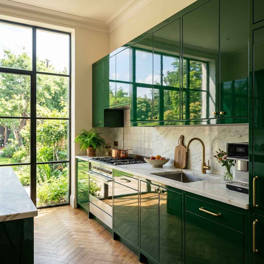 23 Kitchen Inspiration Ideas to Design Your Ultimate Culinary Masterpiece 15Mirrored cabinetry in British Ra 202605181238
