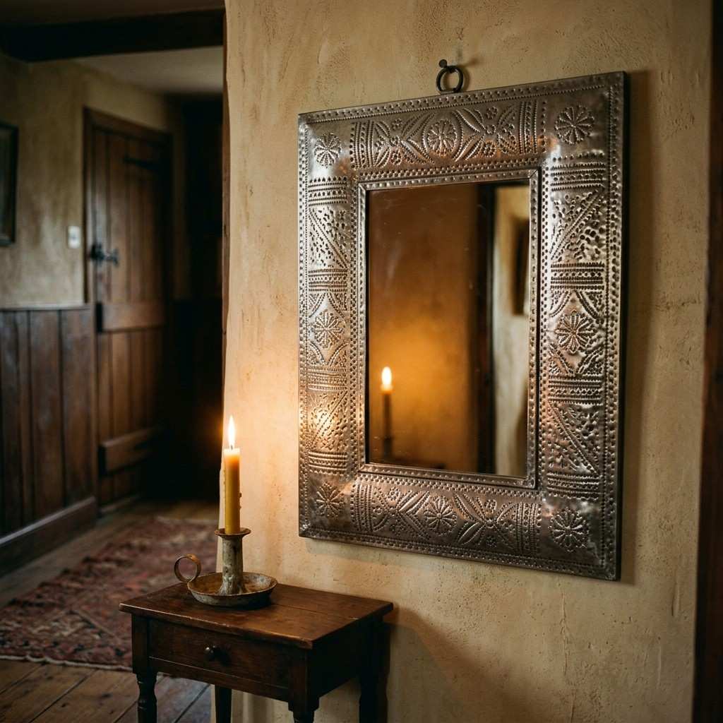 15Punched tin mirror frame hallway 202605231200