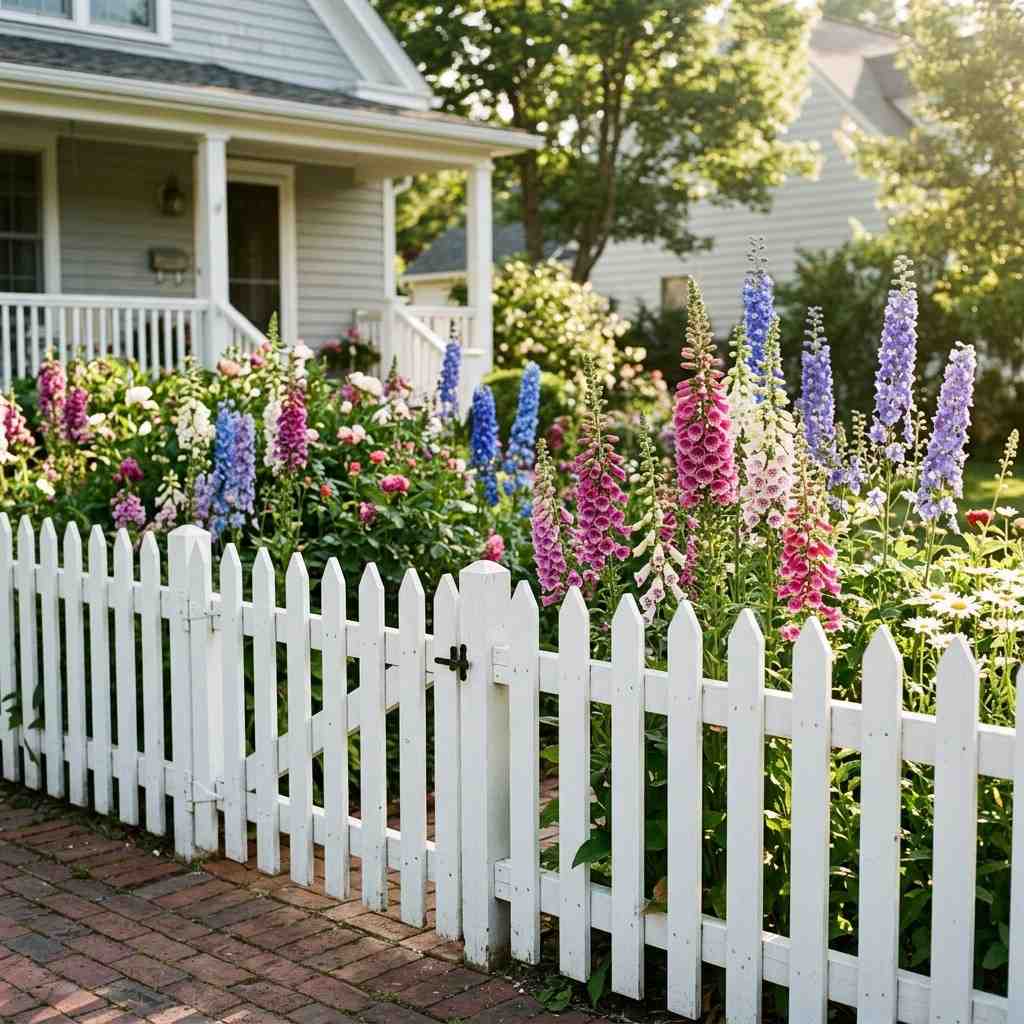15Wooden picket fence borders flowers 202605222232