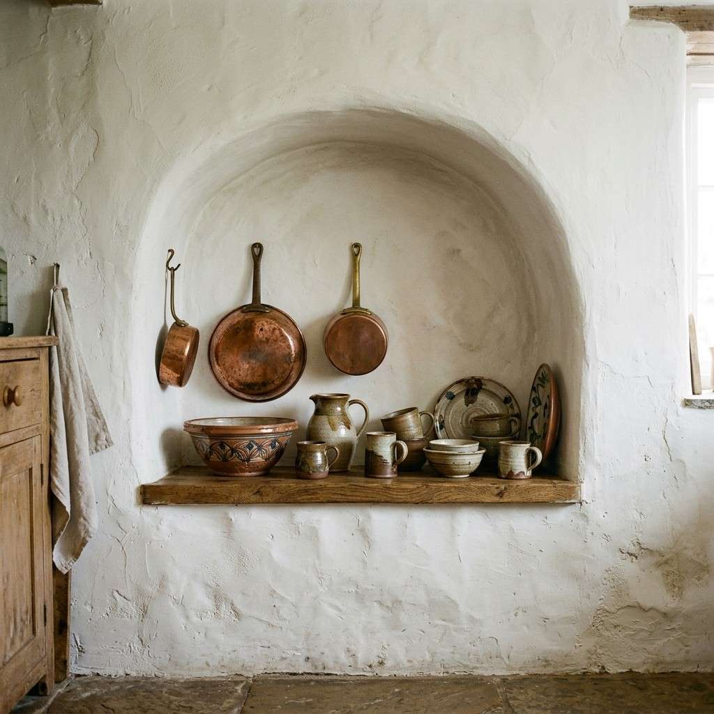 23 Kitchen Inspiration Ideas to Design Your Ultimate Culinary Masterpiece 16Alcove with copper pots ceramics 202605181240