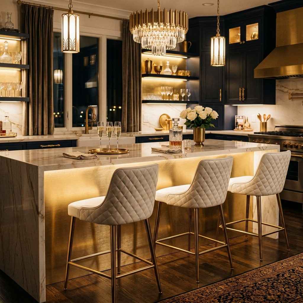 25 Stunning Kitchen Island Ideas with Seating for Modern Homes 17Kitchen island with counter chairs 202605201135