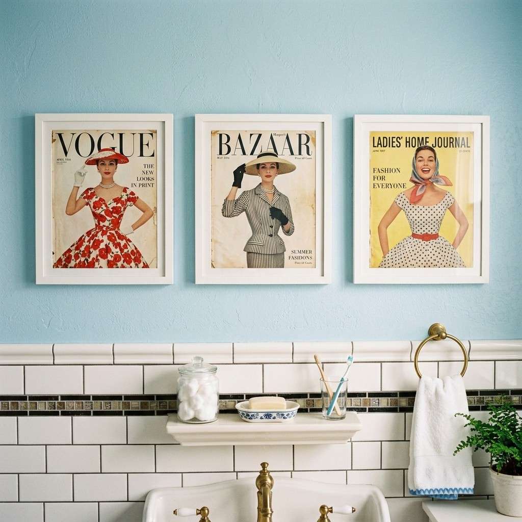 17Vintage magazine covers bathroom 202605131425