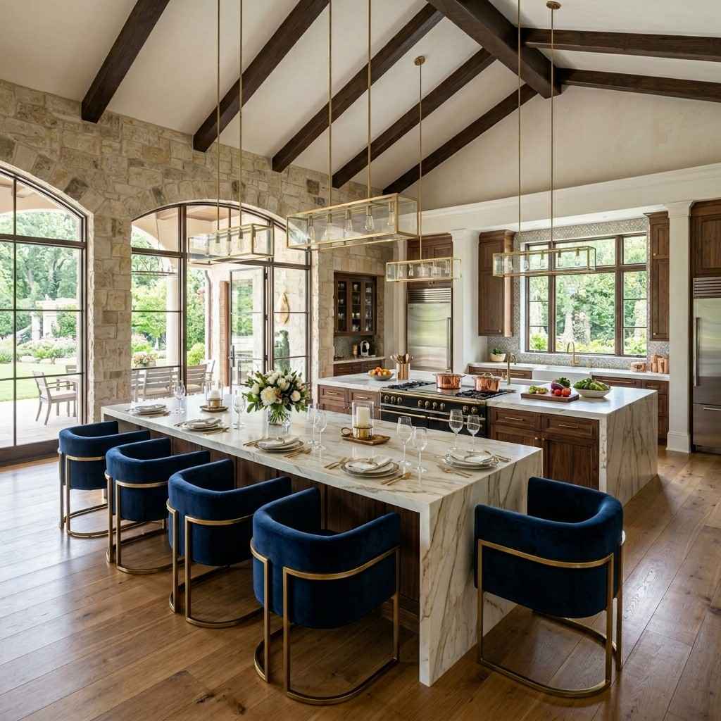 25 Stunning Kitchen Island Ideas with Seating for Modern Homes 19Double island kitchen with seating 202605201145