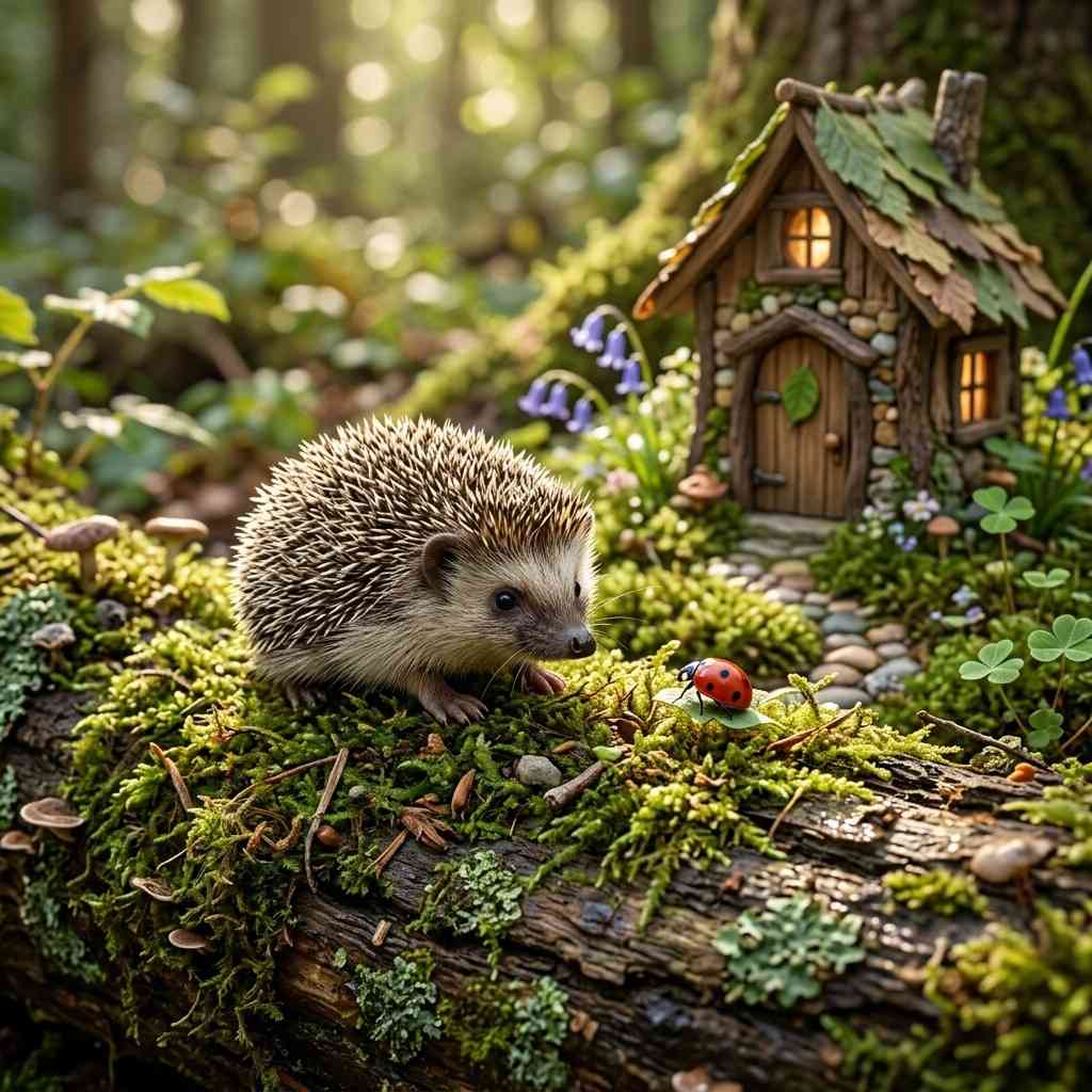 19Hedgehog and ladybug on log 202605061850