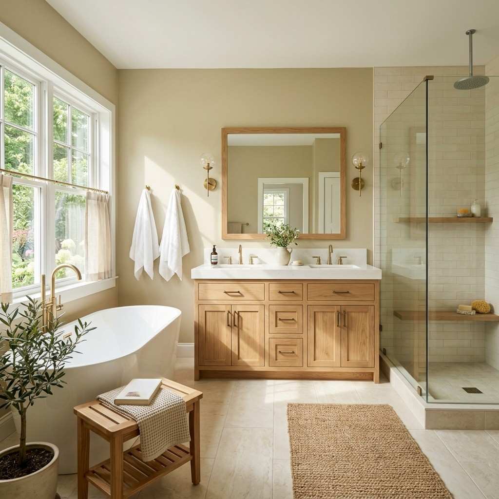 1Bathroom with khaki walls 202605151415