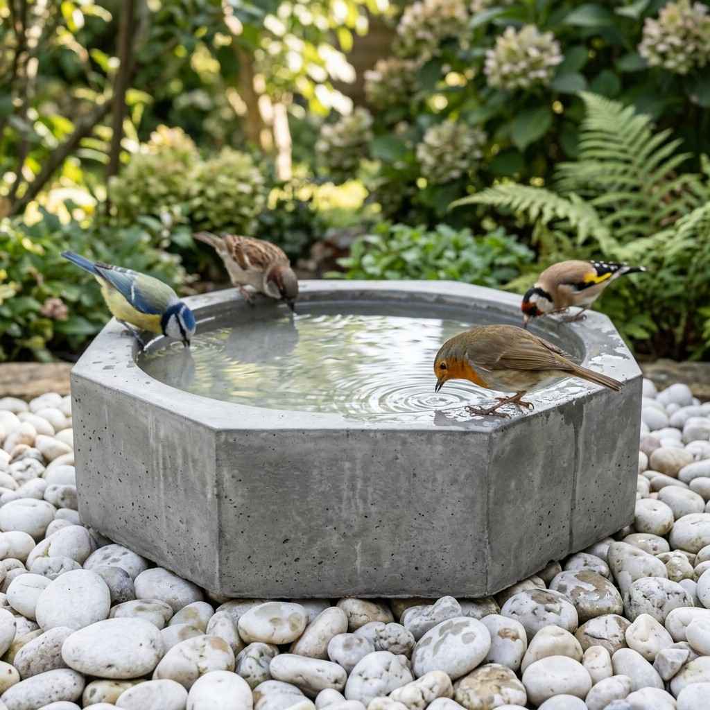 1Octagon bird bath drinking stones 202605141417