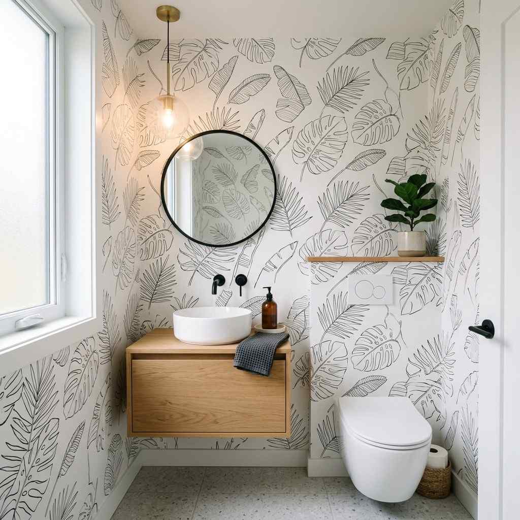 20Minimalist half bath palm wallpaper 202605301237