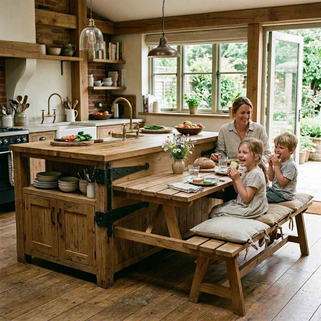 25 Stunning Kitchen Island Ideas with Seating for Modern Homes 21Kitchen island with picnic bench 202605201148