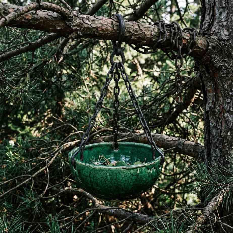 22Emerald green bowl hanging chains 202605172321