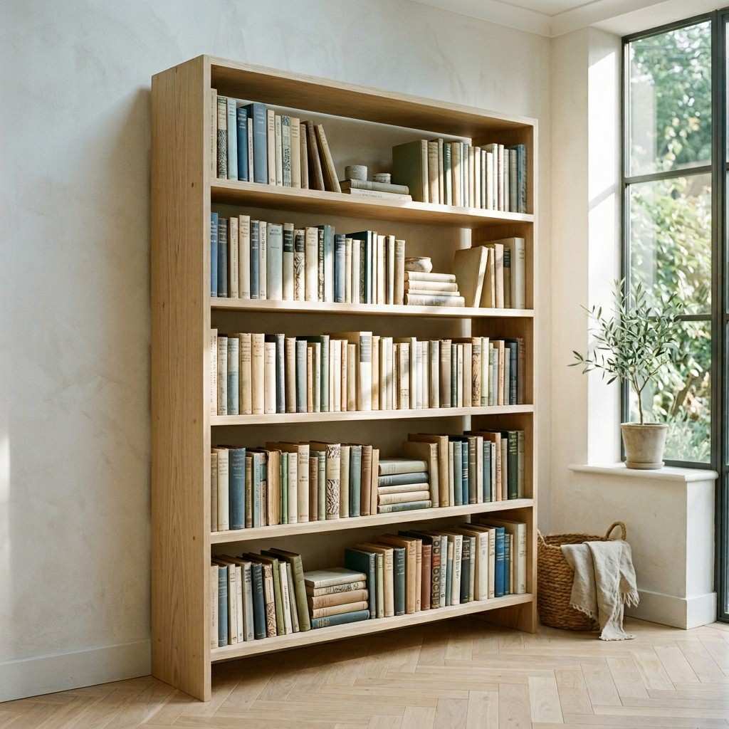 24Oak bookcase packed with books 202605291506