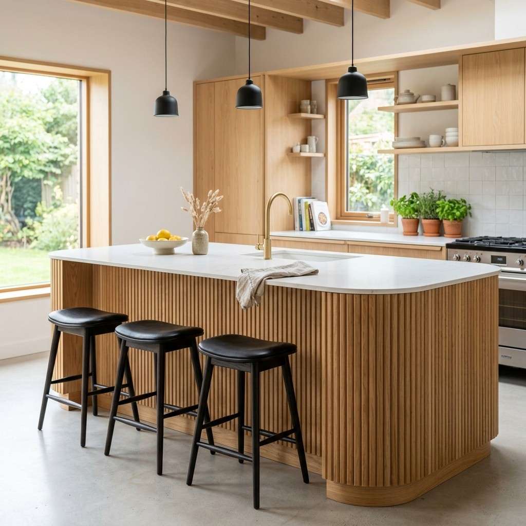 25 Stunning Kitchen Island Ideas with Seating for Modern Homes 2White oak island with quartz 202605201128