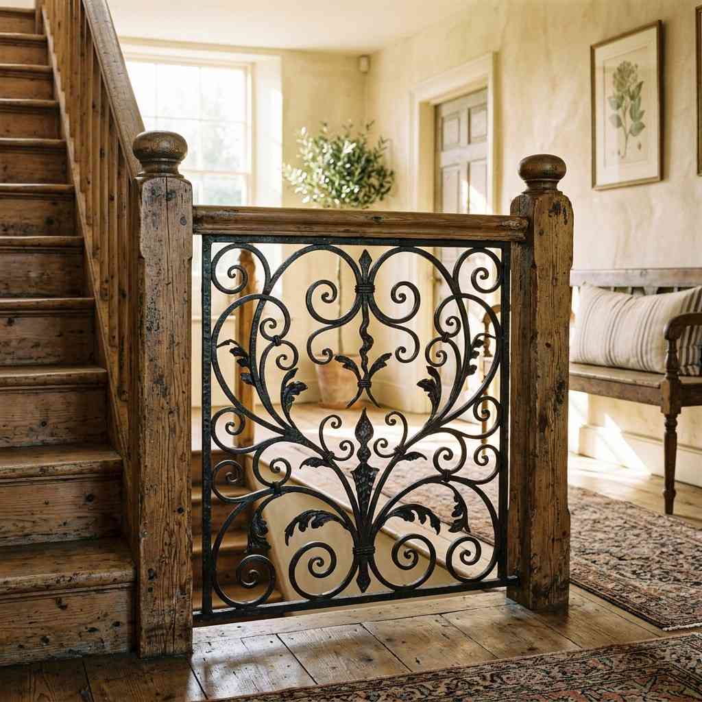 3Antique iron scrollwork newel posts 202605161410