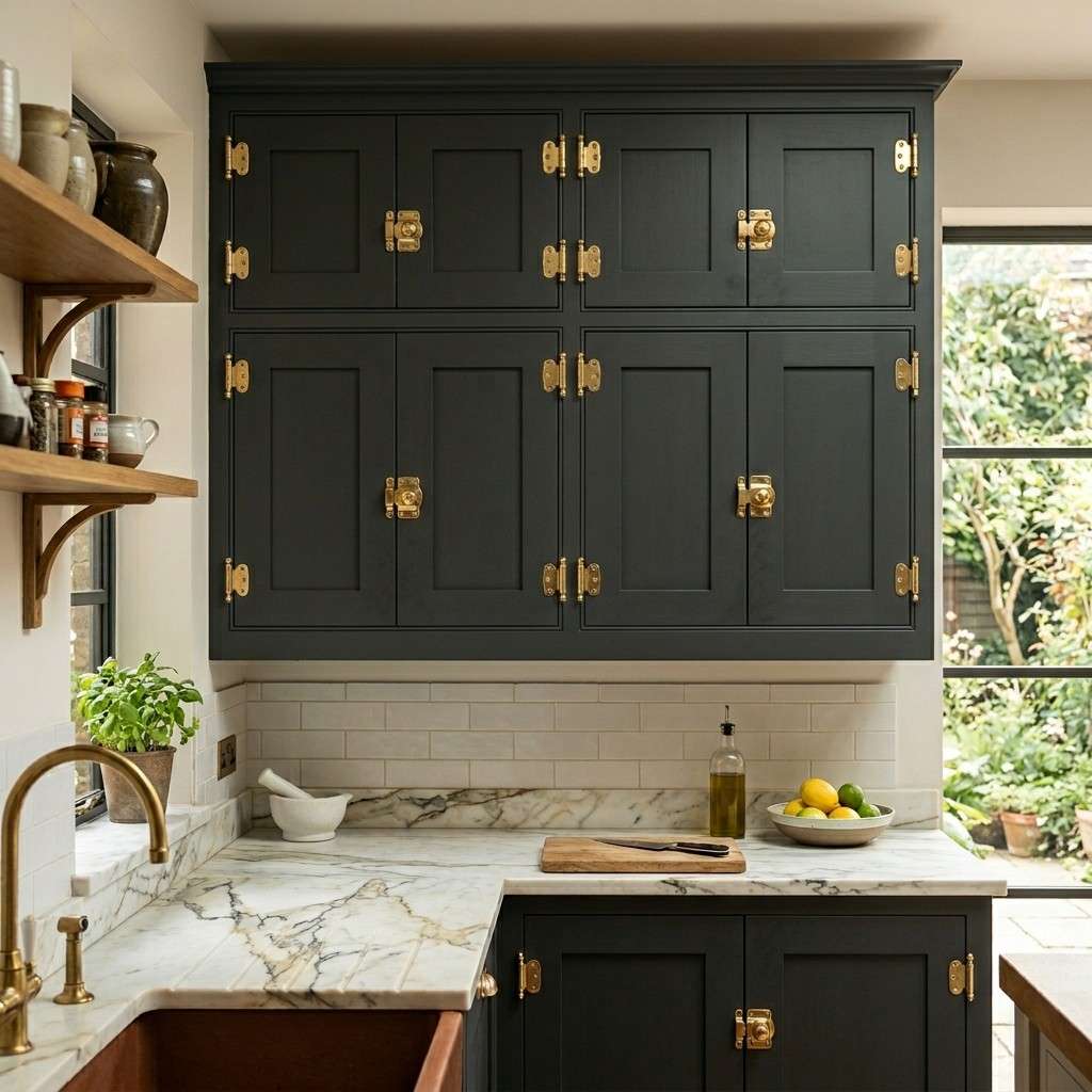 23 Kitchen Inspiration Ideas to Design Your Ultimate Culinary Masterpiece 3Charcoal cabinetry with brass la 202605181232