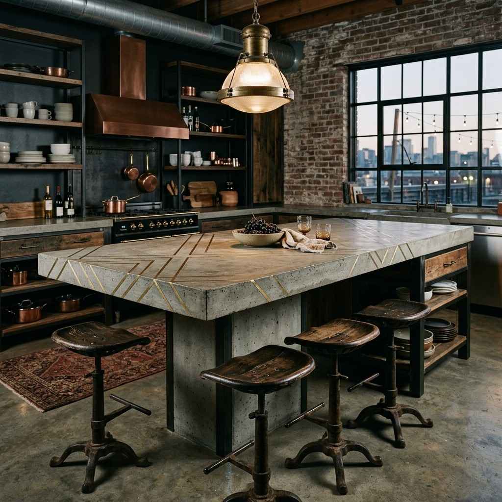 25 Stunning Kitchen Island Ideas with Seating for Modern Homes 3Kitchen island with concrete cou 202605201128