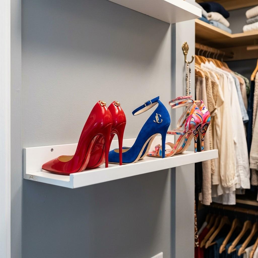 20 Smart IKEA Hacks to Organize Your Home 3White picture ledge with shoes 202605212152
