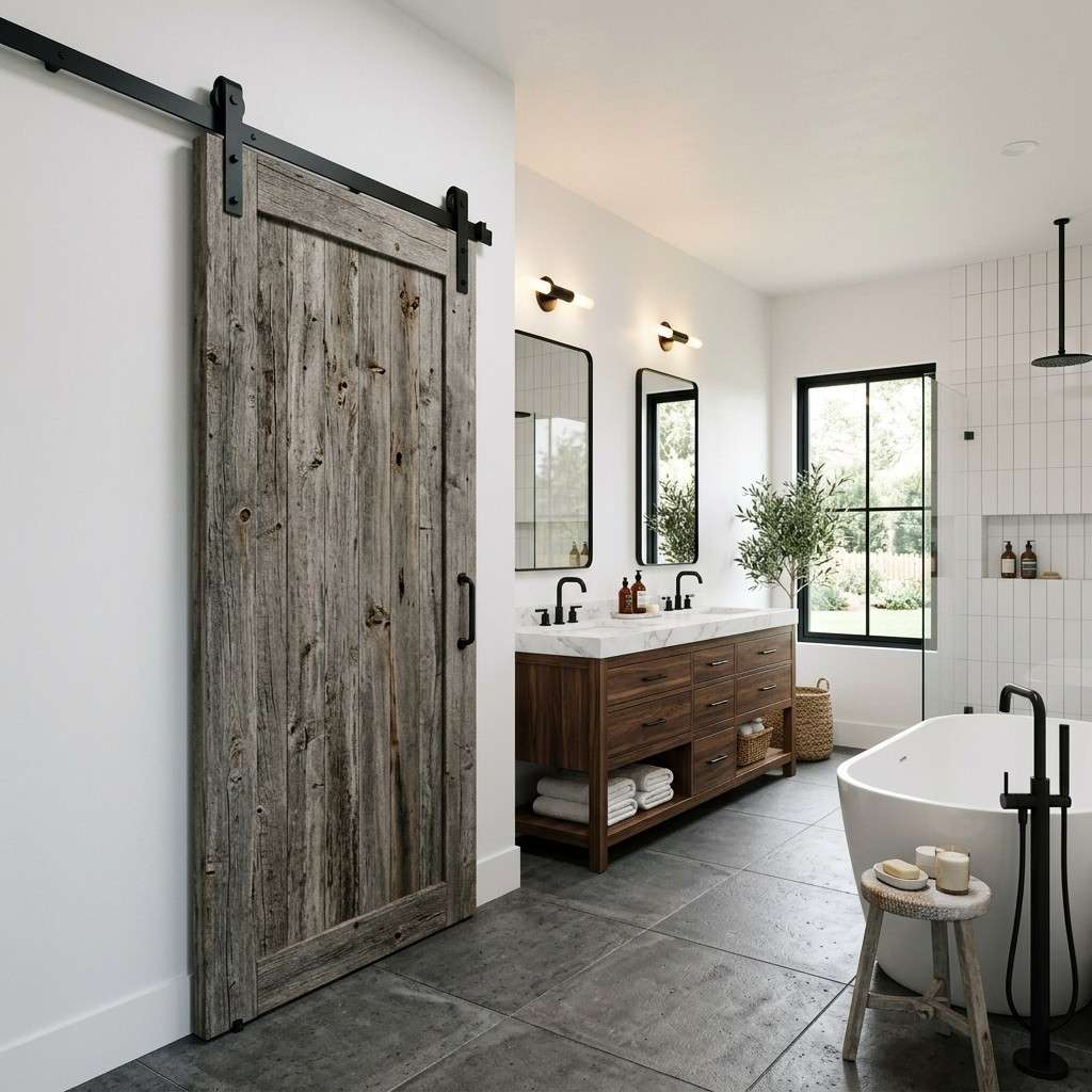 5Farmhouse bathroom with barn door 202605201457