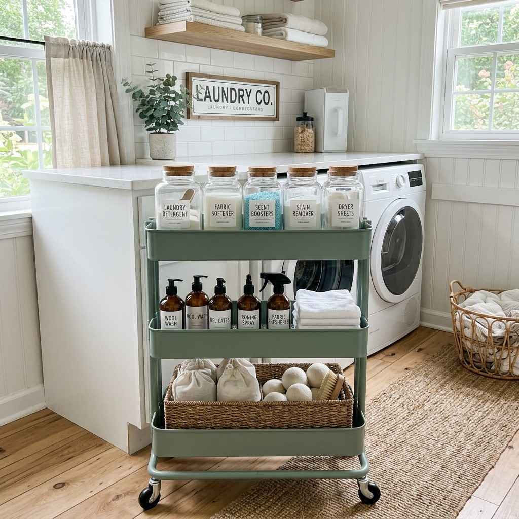 20 Smart IKEA Hacks to Organize Your Home 5Laundry room with Rskog cart 202605212153