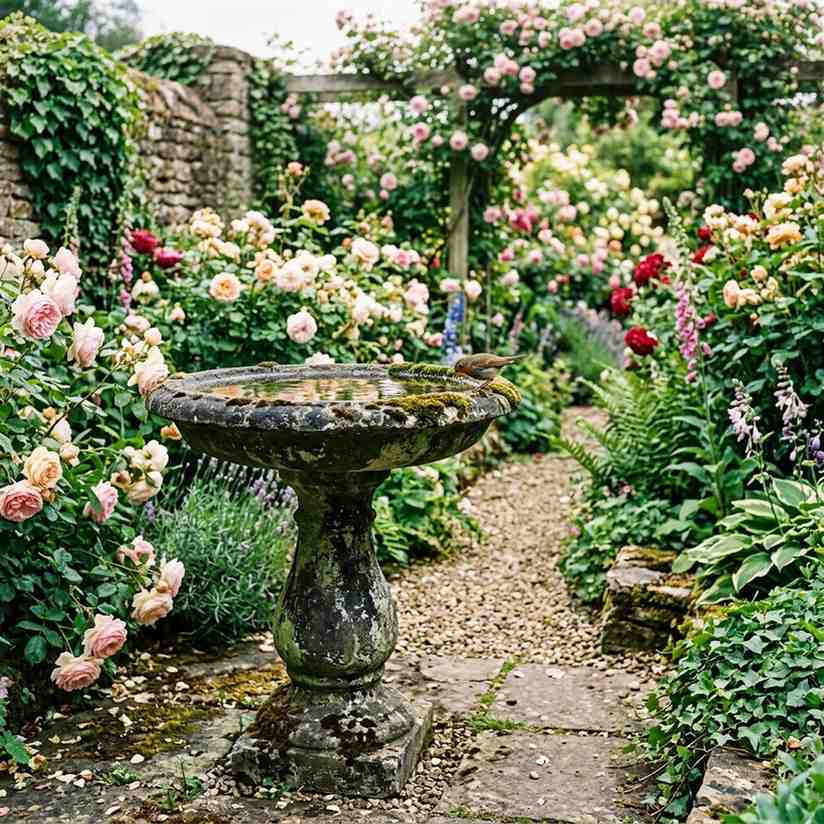 6Antique concrete bird bath garden 202605141419