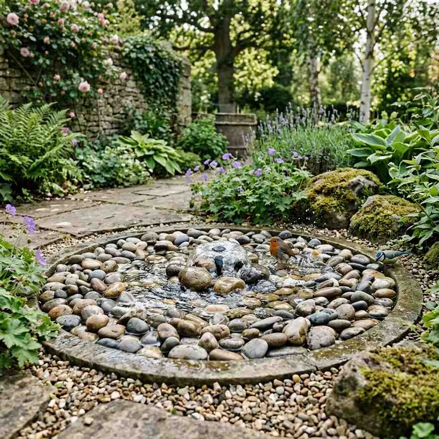 6Sunken pebble bird bath bubbling 202605181407