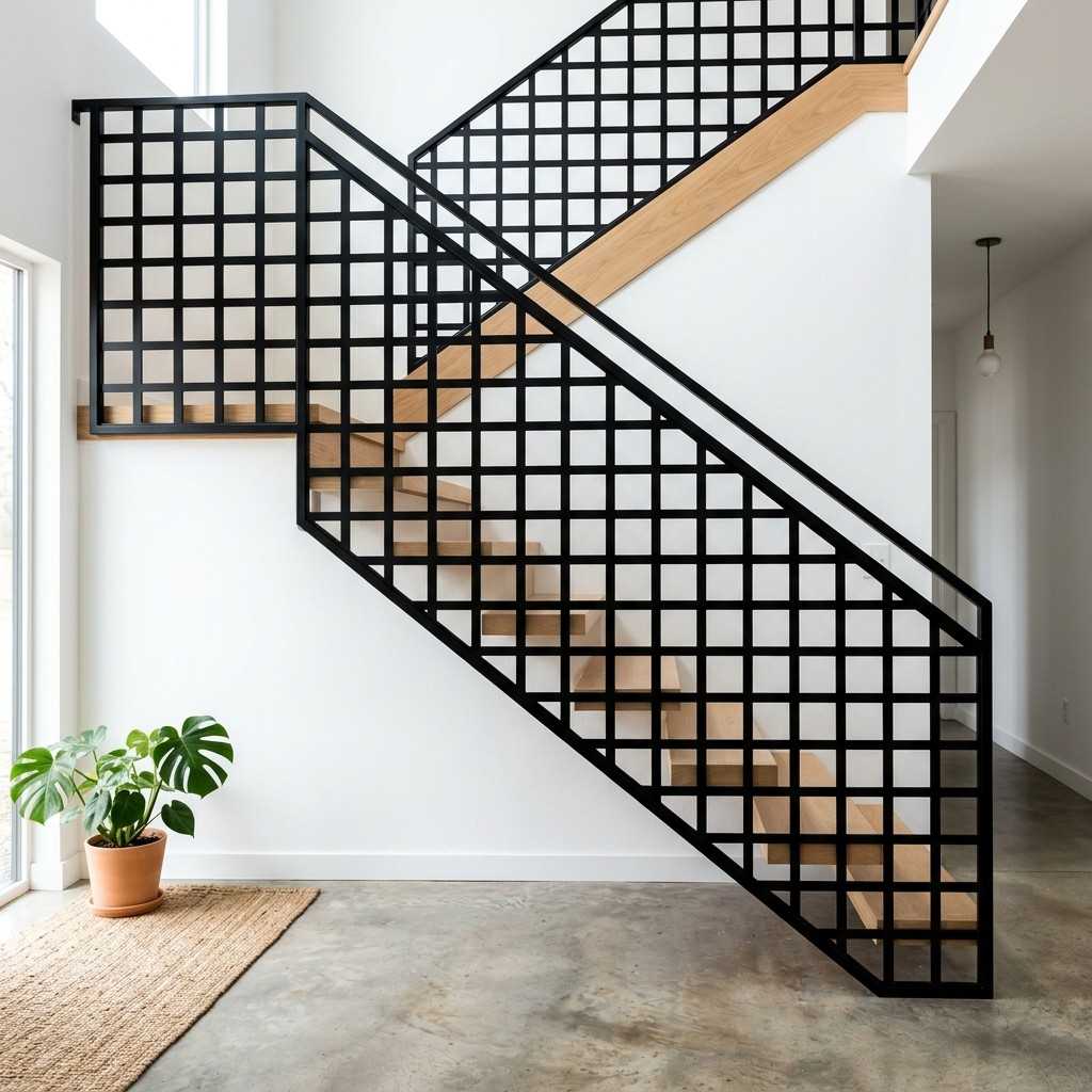 7Black square grid stair infill 202605161412