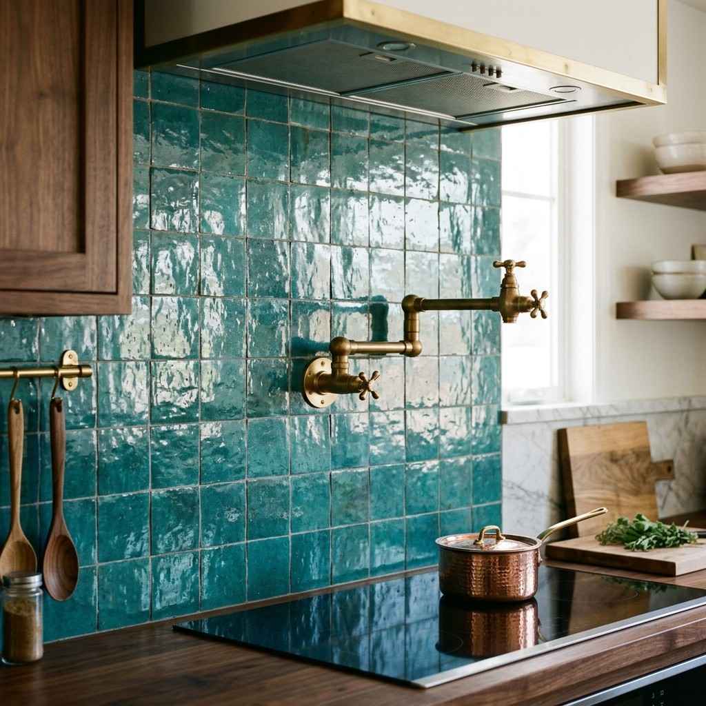23 Kitchen Inspiration Ideas to Design Your Ultimate Culinary Masterpiece 7Brass pot filler Zellige tiles 202605181235