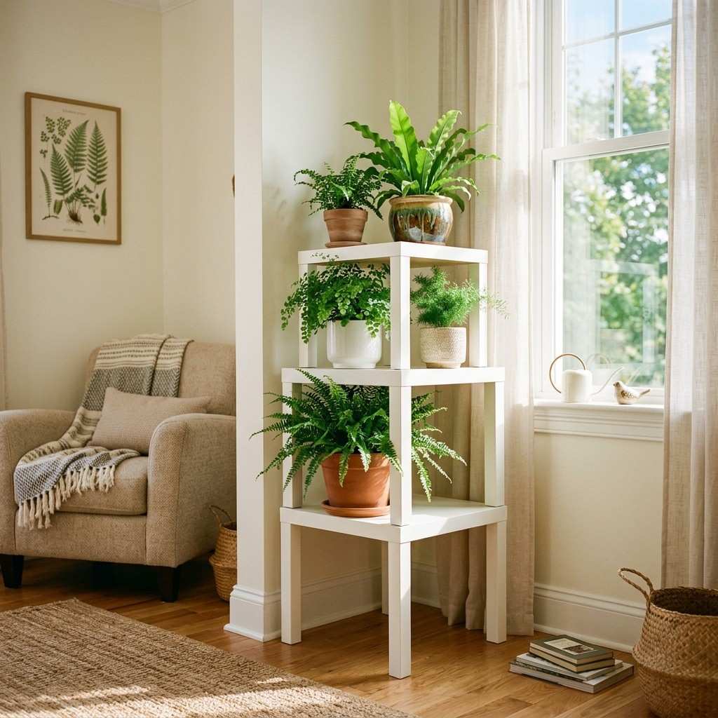20 Smart IKEA Hacks to Organize Your Home 8Sunny living room plant stand 202605212154
