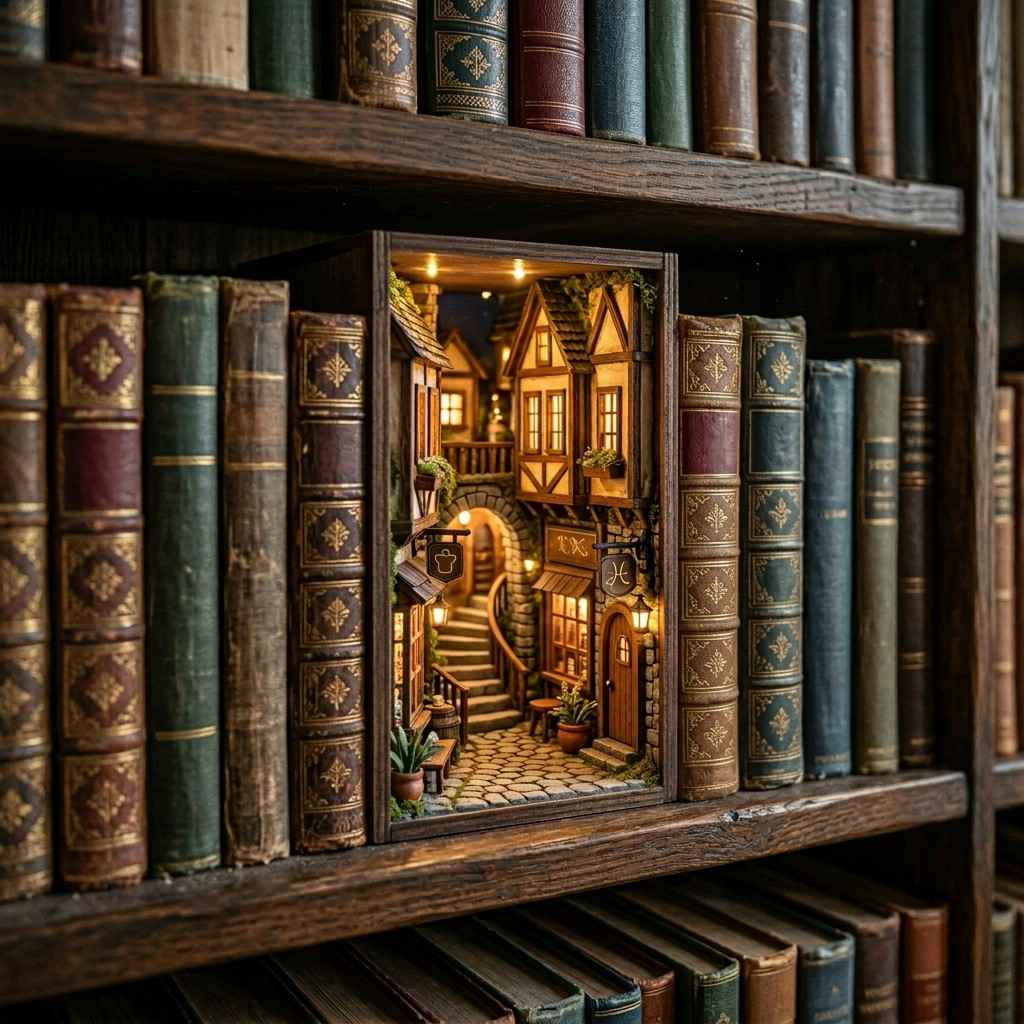 8Wooden bookshelf with book nook 202605291456