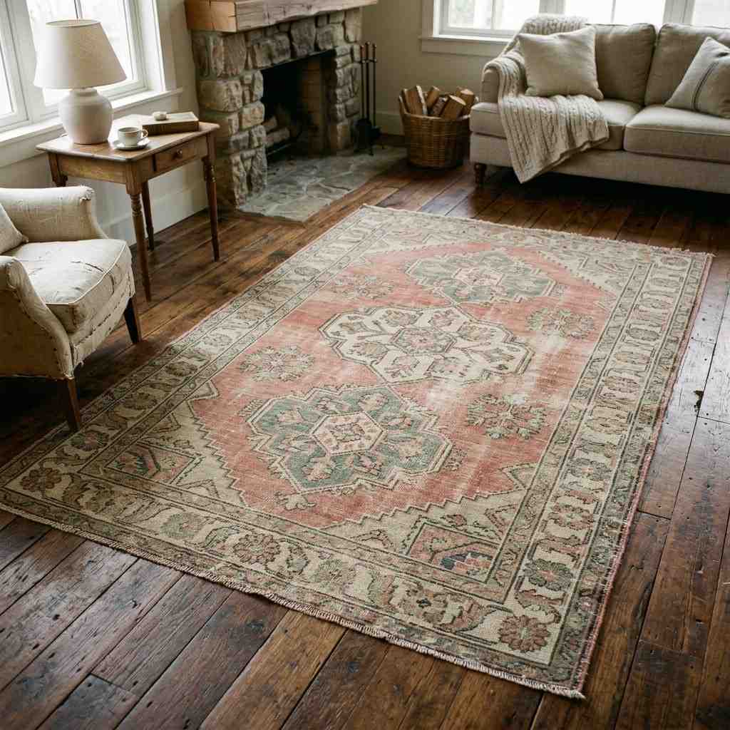 30 Cottagecore Living Room Ideas That Feel Cozy and Whimsical 10Distressed Turkish rug cottage f 202606141847