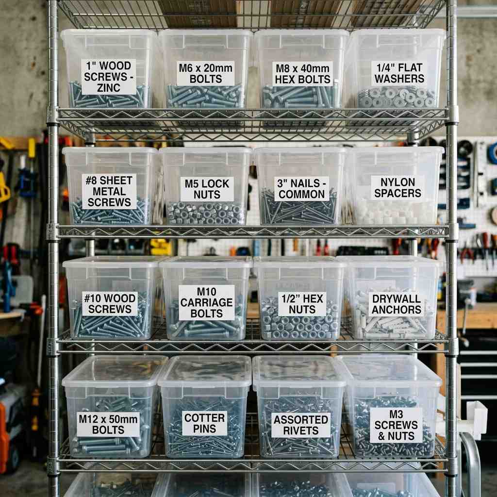 25 Easy Garage Design Interior Storage Ideas for a Clean Space 10Plastic storage bins with labels 202606091901