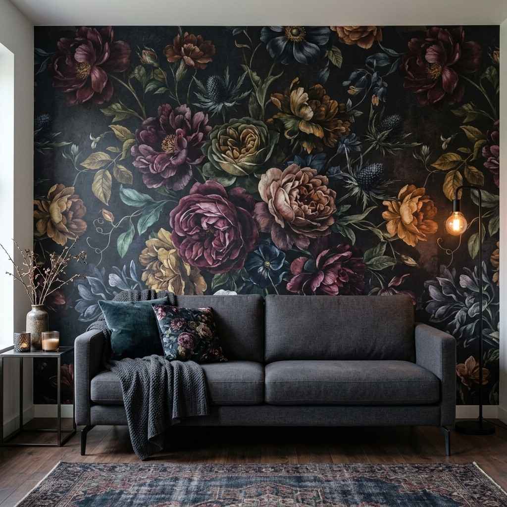 25 Dark Moody Living Room Ideas for a Dramatic and Cozy Space 11Accent wall behind sofa 202606201709
