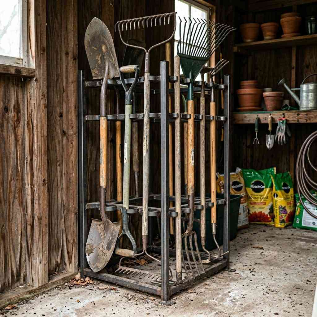 25 Easy Garage Design Interior Storage Ideas for a Clean Space 11Garden tool tower storage organizer 202606091903