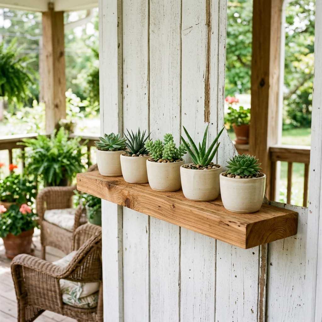 30 Awesome Modern Small Front Porch Ideas to Boost Curb Appeal 12Cedar wood ledge with pots 202606111550