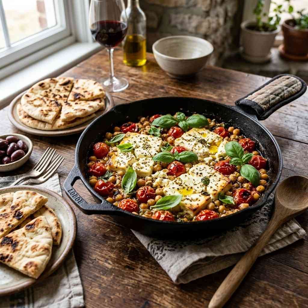 20 Affordable and Simple Dinner Ideas to Feed a Large Family Without Breaking the Bank 12Chickpea feta skillet with tomatoes 202606061822