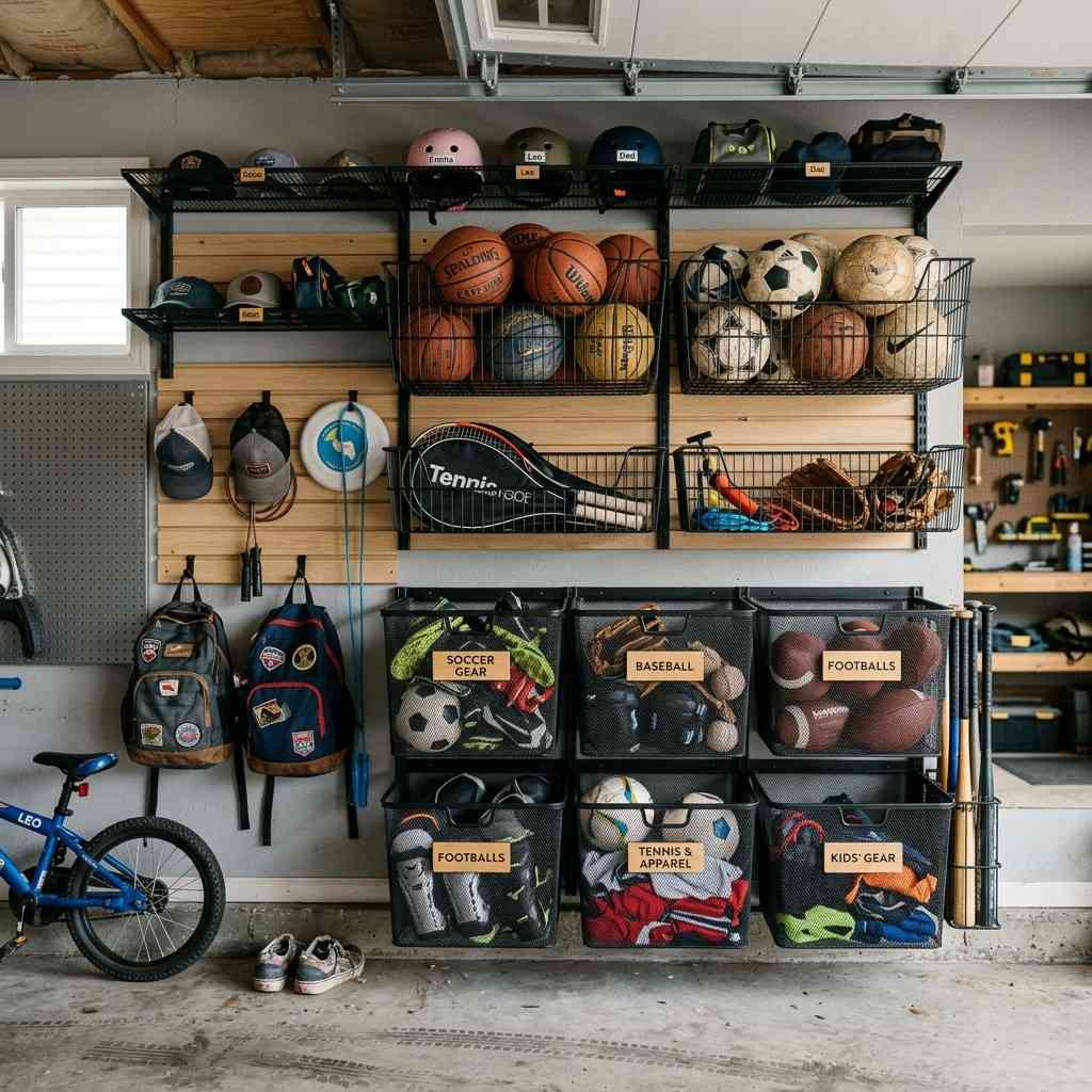 25 Easy Garage Design Interior Storage Ideas for a Clean Space 12Sports equipment zone garage org 202606091903