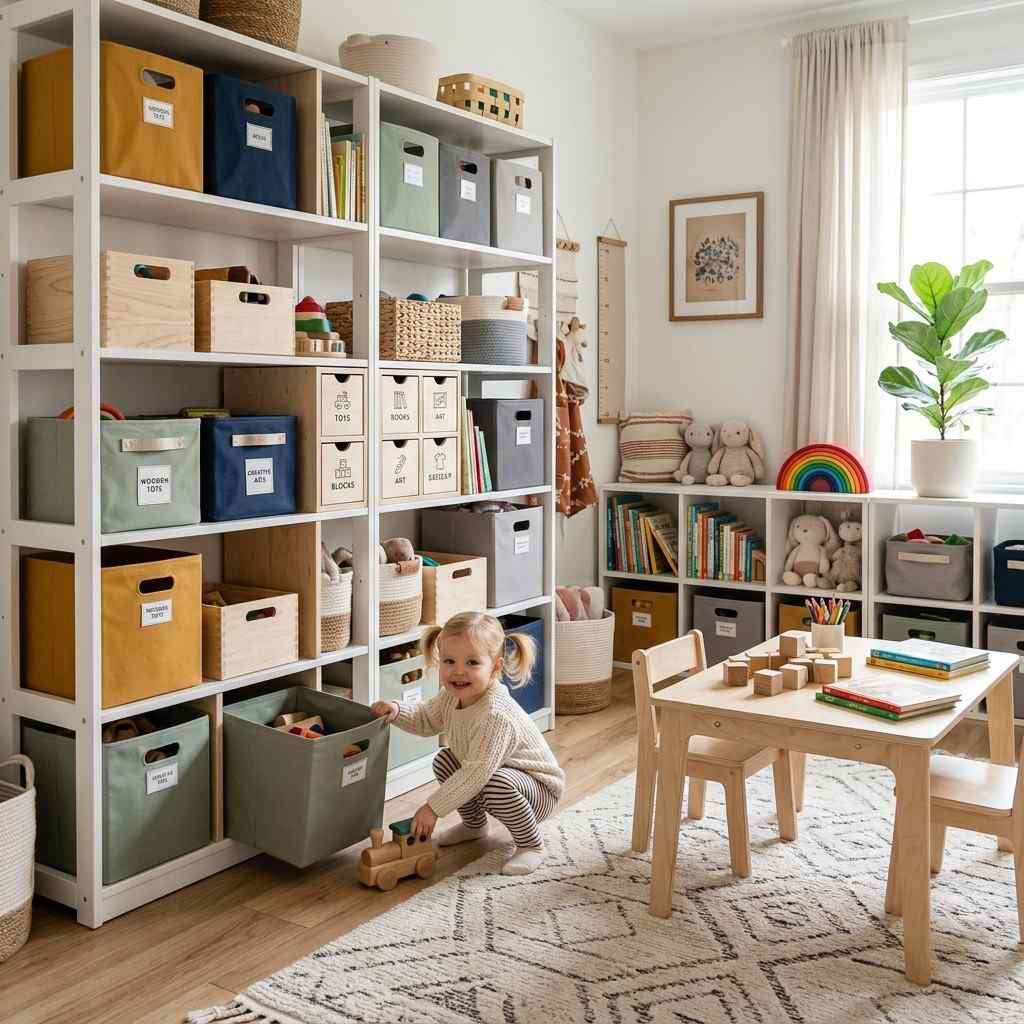 30 Genius IKEA Kids Playroom Ideas for a Stylish, Organized Space 18Toddler playroom modular storage 202606071842