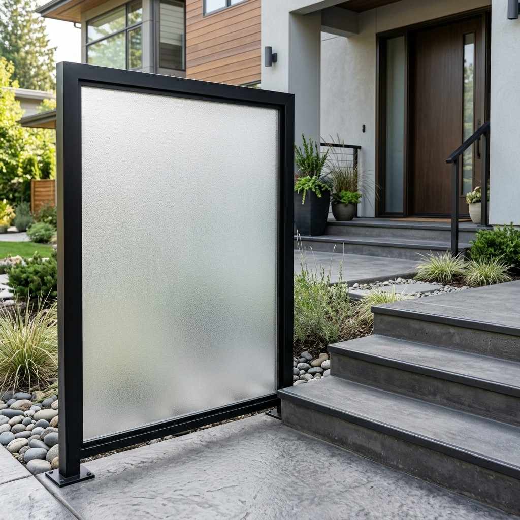 30 Awesome Modern Small Front Porch Ideas to Boost Curb Appeal 20Frosted glass partition black al 202606111553