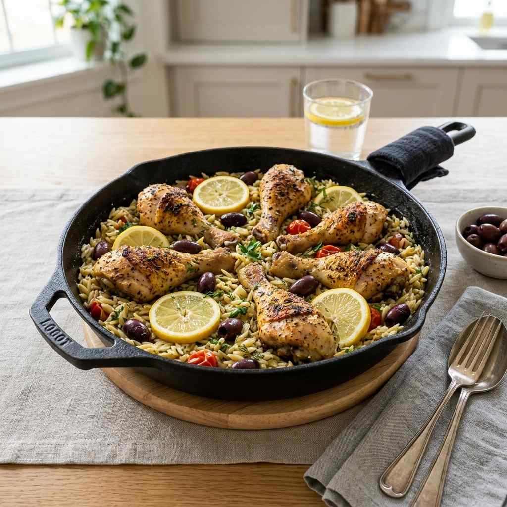20 Affordable and Simple Dinner Ideas to Feed a Large Family Without Breaking the Bank 20Lemon chicken orzo skillet 202606061826