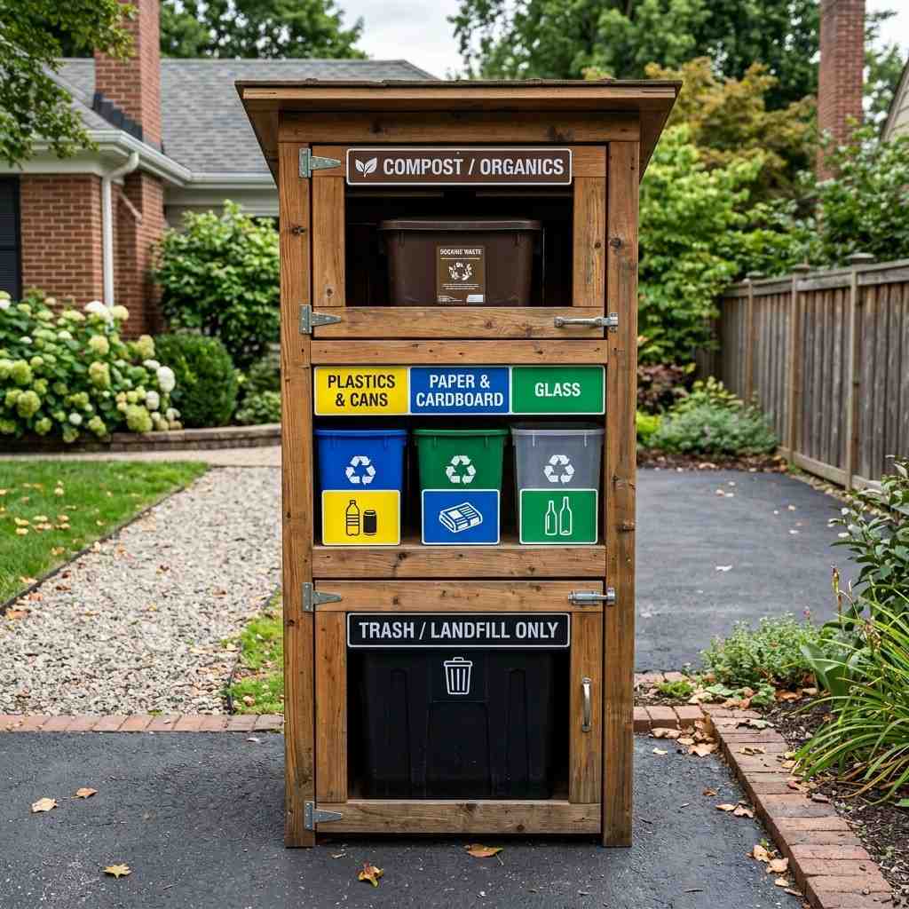 25 Easy Garage Design Interior Storage Ideas for a Clean Space 20Recycling trash sorting station 202606091908