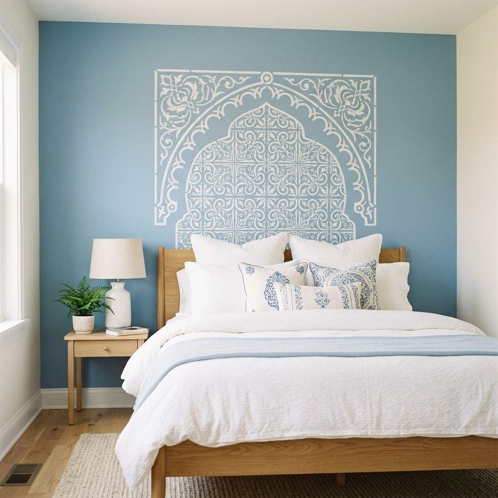 20Stenciled wall motif headboard 202606101443