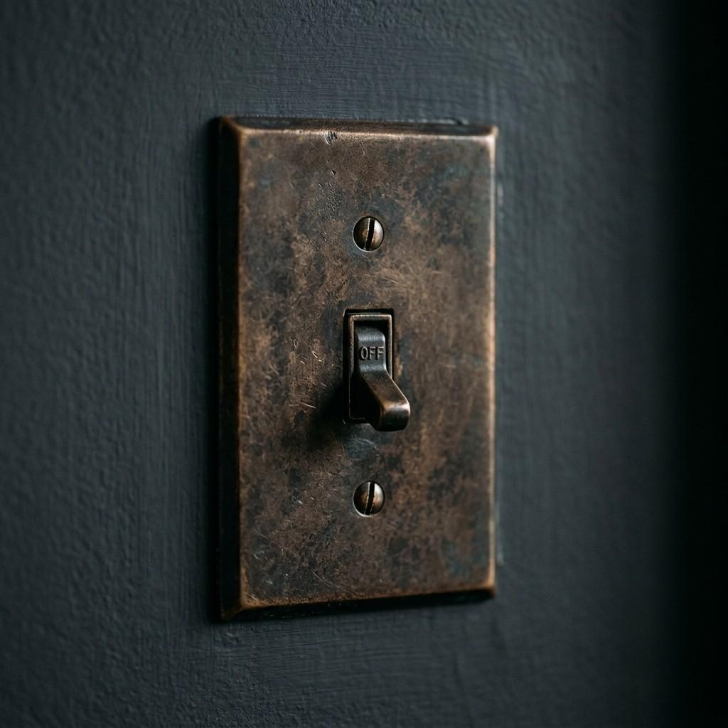 25 Dark Moody Living Room Ideas for a Dramatic and Cozy Space 23Bronze light switch plates on 202606201713