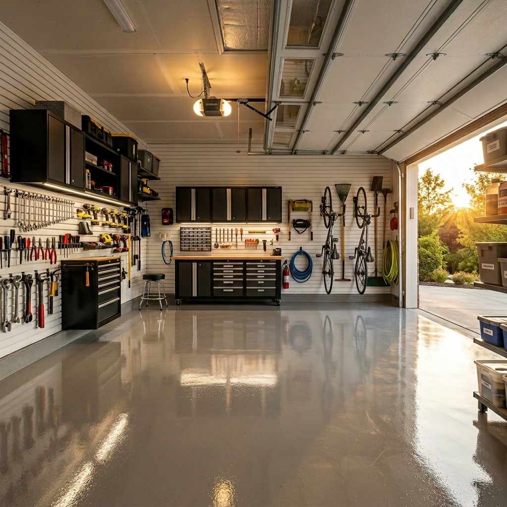 25 Easy Garage Design Interior Storage Ideas for a Clean Space 25Garage layout golden hour light 202606091912