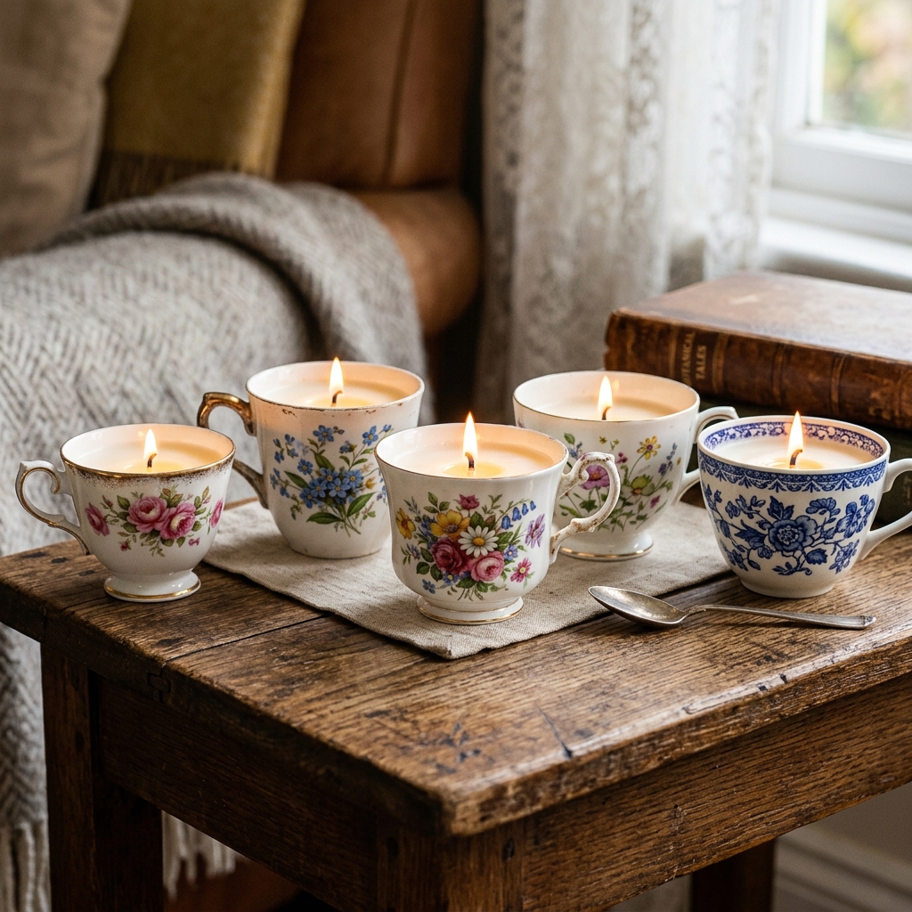 30 Grandmacore Decor Ideas to Make Your Home Feel Lived-In and Loved 26 Scented soy candles in teacups 202606181208