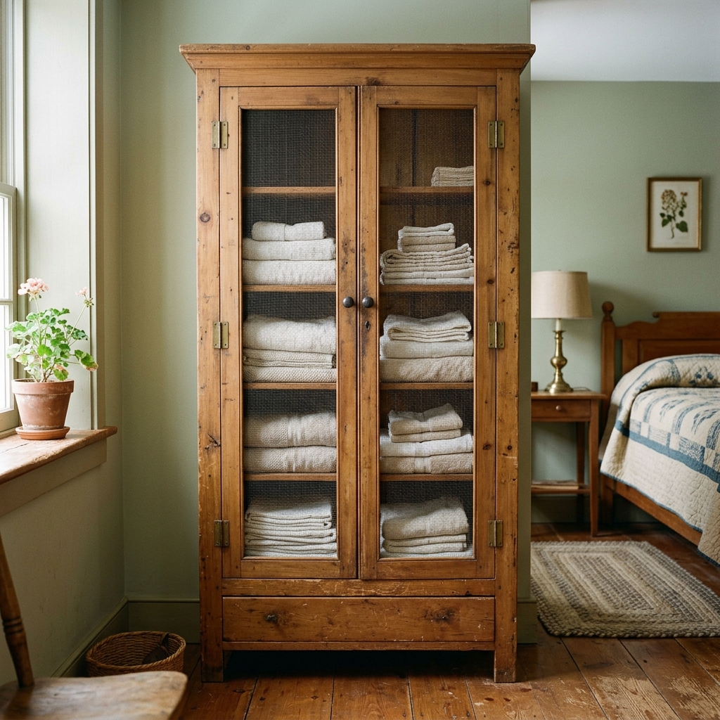 30 Grandmacore Decor Ideas to Make Your Home Feel Lived-In and Loved 28 Antique pine jelly cupboard cabinet 202606181208