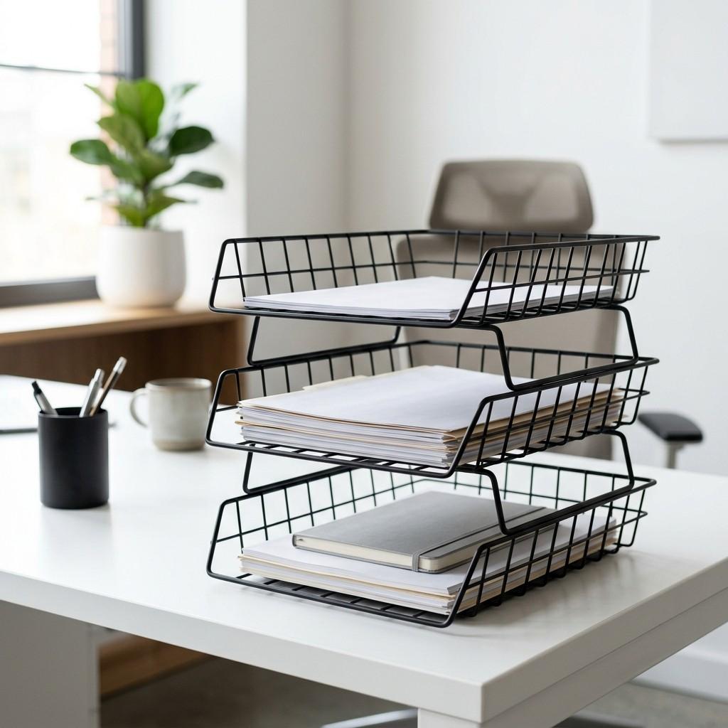 3Matte black document trays desk 202606041141